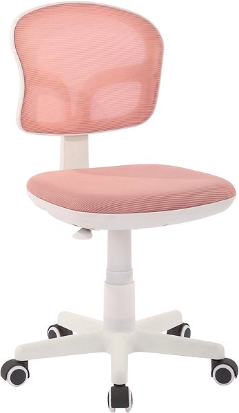 Irodaszék DALENOR Honey gyerekszék, textil, fehér alap/rózsaszín ...