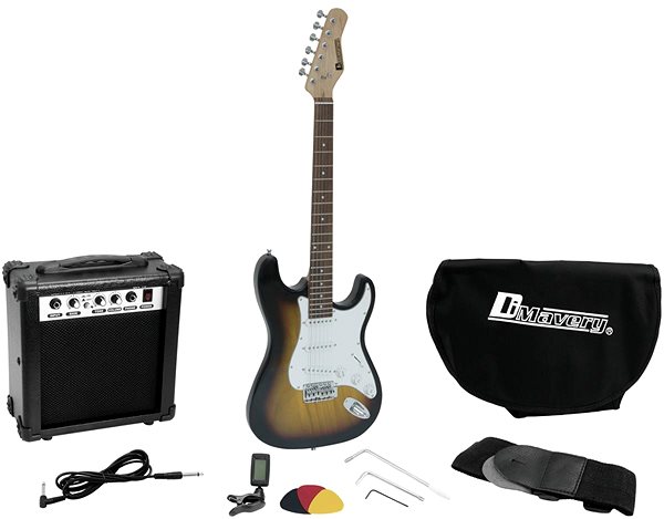 Elektrická kytara Dimavery EGS-1 s kombem a příslušenstvím, sunburst ...