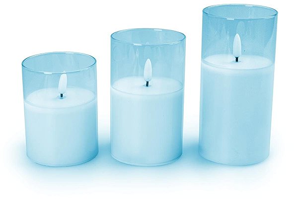 LED candle DM Hausfrau LED candles in glass, set of 3, blue .