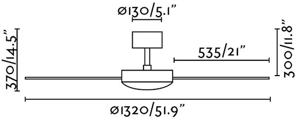 Fan FARO 33351 - Ceiling Fan MALLORCA Technical draft
