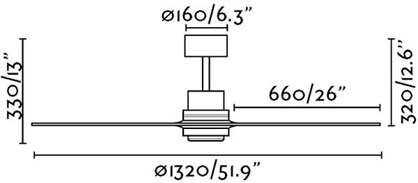 Fan FARO 33370 - LANTAU Ceiling Fan Technical draft