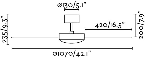 Fan FARO 33605 - Ceiling Fan MINI MALLORCA Technical draft
