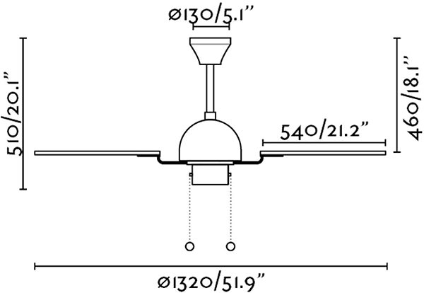 Fan FARO 33352 - Ceiling Fan CUBA Technical draft