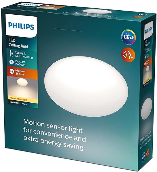 Ceiling Light Philips - LED Ceiling Light with Sensor 1xLED/12W/230V 2700K Packaging/box