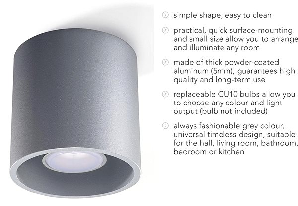 Ceiling Light Ceiling Light ORBIS 1 1xGU10/40W/230V Grey Features/technology