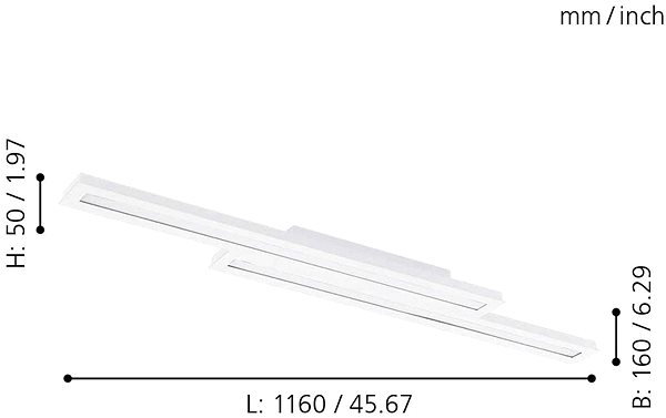 Ceiling Light Eglo - LED RGB Dimmable Ceiling Light SALITERAS-C 2xLED/10W/230V Technical draft