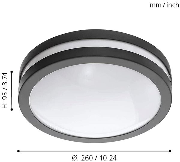 Ceiling Light Eglo - LED Dimmable Bathroom Ceiling Light LOCANA-C LED/14W/230V Bluetooth IP44 Technical draft