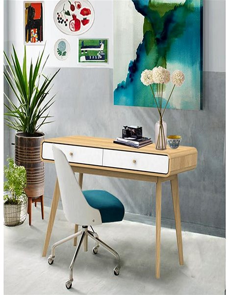 Konzolový stolík Danish Style Calin 120 cm, biely/dub ...