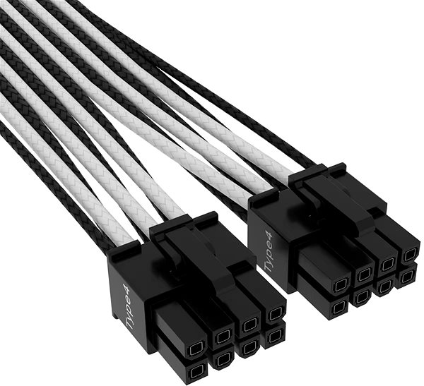 Napájací kábel Corsair Premium Individually Sleeved 12+4pin PCIe Gen 5 12VHPWR 600 W cable Type 4 White/Black ...