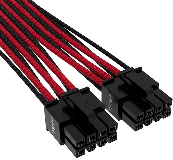 Napájací kábel Corsair Premium Individually Sleeved 12+4pin PCIe Gen 5 12VHPWR 600 W cable Type 4 Red/Black ...
