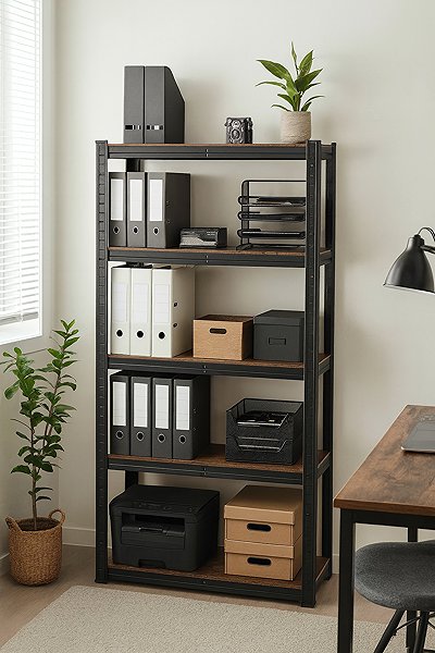 Shelving Unit DOCHTMANN Shelf 5 shelves, industrial, 150 × 75 × 30 cm, brown-black ...