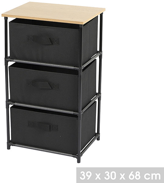 Shelving Unit DOCHTMANN Shelf with storage boxes, black, 3 shelves, 39 × 30 × 68 cm ...
