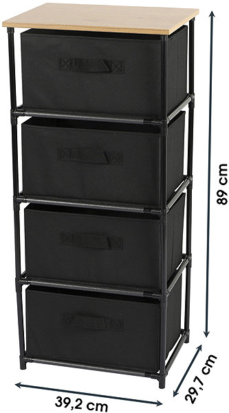 Shelving Unit DOCHTMANN Shelf with storage boxes, black, 4 shelves, 39 × 29,7 × 89 cm ...