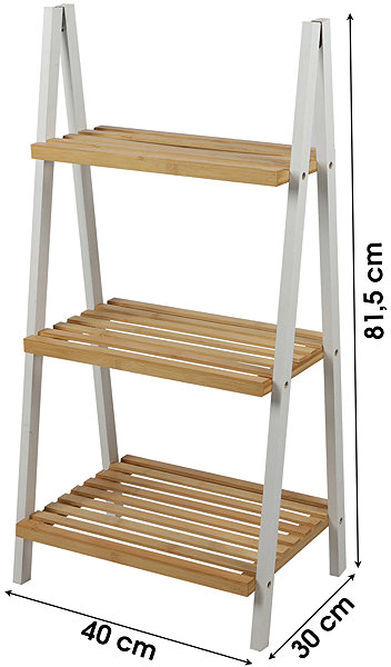 Shelving Unit DOCHTMANN Shelf rack 3 tiers, shape A, 40 × 30 × 81,5 cm, white, bamboo ...