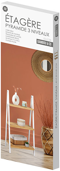 Shelving Unit DOCHTMANN Shelf rack 3 tiers, shape A, 40 × 30 × 81,5 cm, white, bamboo ...