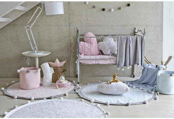 Koberec Prírodný koberec, ručne tkaný Bubbly Soft Pink 120 × 120 cm ...
