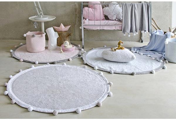 Koberec Prírodný koberec, ručne tkaný Bubbly Light Grey 120 × 120 cm ...
