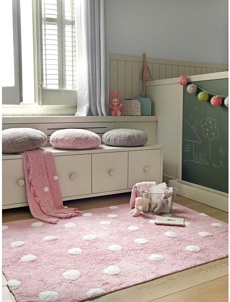 Koberec Prírodný koberec, ručne tkaný Polka Dots Pink-White 120 × 160 cm ...