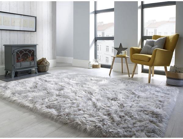 Koberec Kusový koberec Faux Fur Sheepskin Grey 60 × 90 tvar kožušiny cm ...
