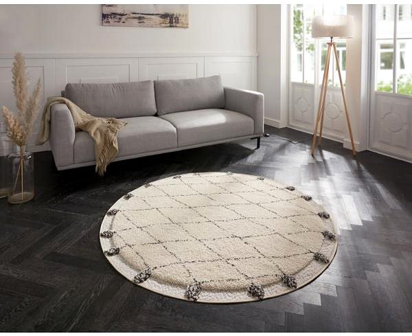 Koberec Kusový koberec Norwalk 105107 cream, grey kruh 160 × 160 o cm ...