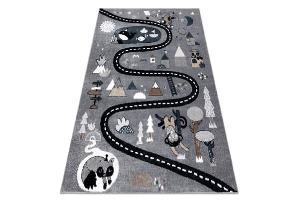 Koberec Detský kusový koberec Fun Route Street animals grey 120 × 170 cm ...