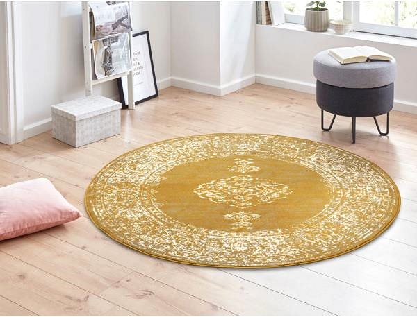 Koberec Kusový koberec Gloria 105518 Mustard kruh 160 × 160 cm ...