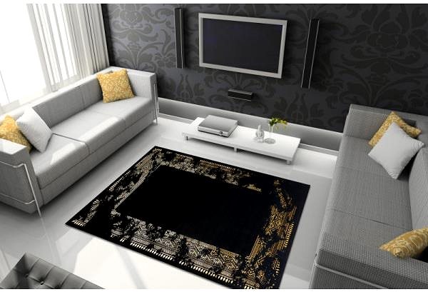 Koberec Kusový koberec Gloss 408C 86 glamour black/gold 120 × 170 cm ...