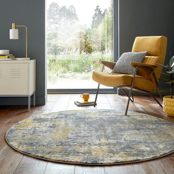 Koberec Kusový koberec Cocktail Wonderlust Grey/Ochre kruh 160 × 160 cm ...