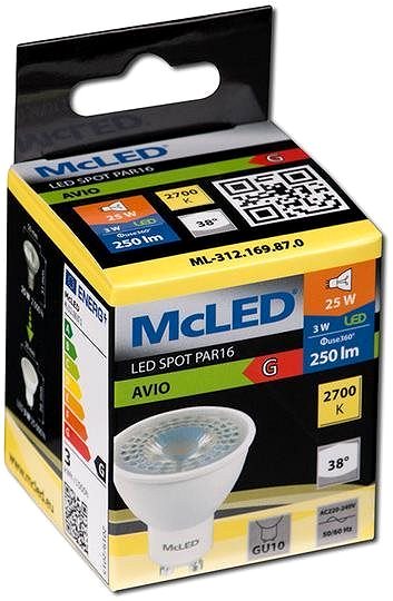 LED žárovka McLED LED GU10, 3W, 2700K, PAR16, 250lm ...