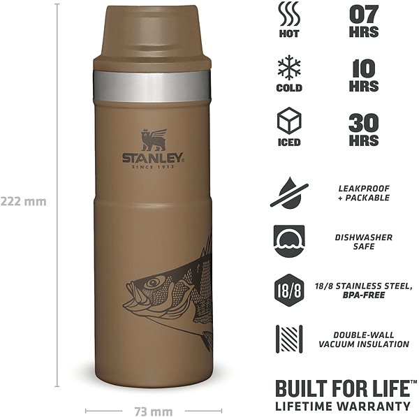 Thermal Mug Stanley Classic series one-hand thermo mug 470 ml Tan Peter Perch fish ...