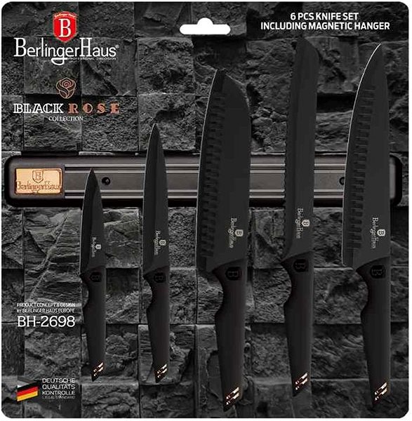 Sada nožov BERLINGERHAUS Sada nožov s magnetickým držadlom 6 ks Black Rose Collection ...