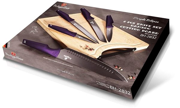 Sada nožov BERLINGERHAUS Súprava nožov s nepriľnavým povrchom + doska 6 ks Purple Eclipse Collection ...