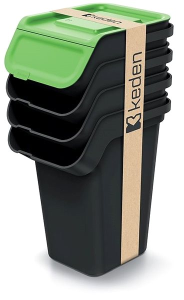 Rubbish Bin Prosperplast Waste bin KADDI Q SET recycled black with filter, volume 4×25 l ...