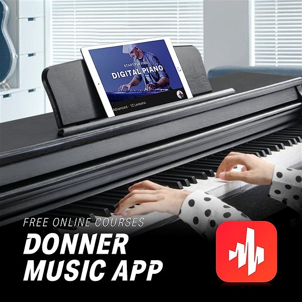 Digitális zongora Donner DDP-100 - Black ...
