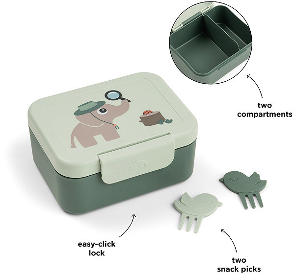 Lunch Box Done by Deer Small snack box with skewers – Tiny Trails, green ...