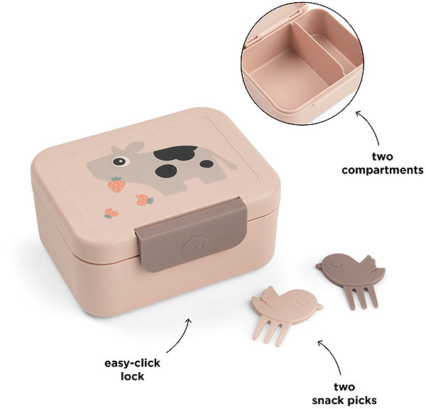 Lunch Box Done by Deer Small snack box with skewers – Tiny Farm, pink ...