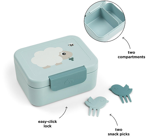 Lunch Box Done by Deer Small snack box with skewers – Tiny Farm, blue ...
