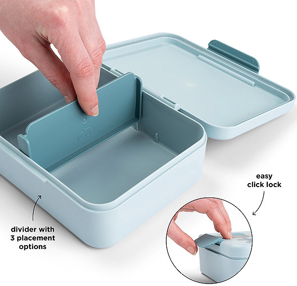 Lunch Box Done by Deer Tiny Farm Snack Box with Divider, Blue ...