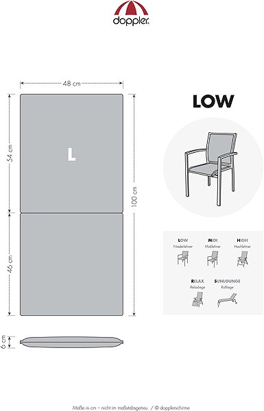 Kültéri ülőpárna DOPPLER Living D-3953 ülőpárna alacsony háttámlával ...