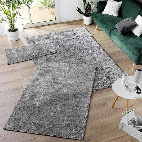 Douceur d'intérieur TANGO rectangular shaggy rug, 60 × 110 cm, anthracite.