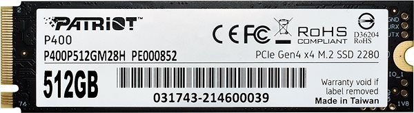 SSD Patriot P400 512GB Back page