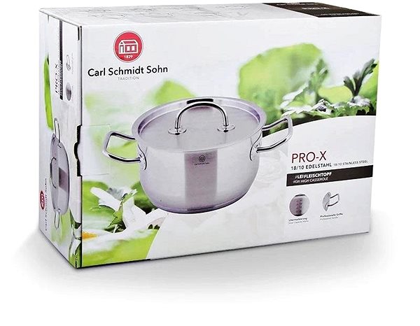 Pot CS SOLINGEN Stainless steel casserole with lid PRO-X 20cm Packaging/box