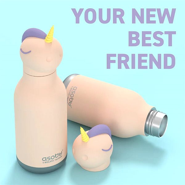 Láhev na pití pro děti Asobu Bestie Bottles Láhev na pití s brčkem jednorožec ...