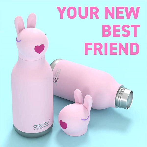 Láhev na pití pro děti ASOBU Bestie Bottles Láhev na pití s brčkem zajíček ...