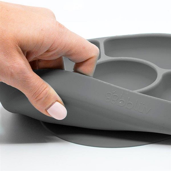 BBLÜV Silicone plate with spoon Yümi Grey .