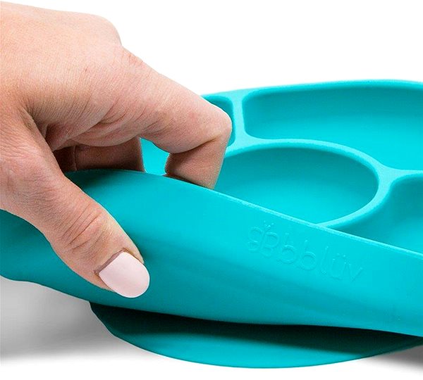 Baby plate BBLÜV Silicone plate with spoon Yümi Aqua .