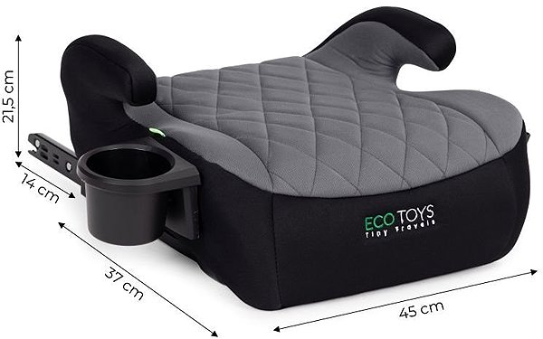 EcoToys RDCF04-ISO ISOFIX i-Size Booster Seat for children 125–150 cm, cup holder, black/grey.