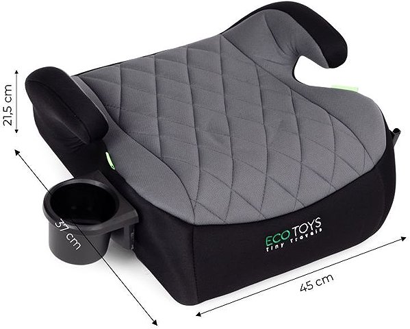 EcoToys RDCF04 i-Size booster seat for children 125-150 cm, cup holder, black/grey.