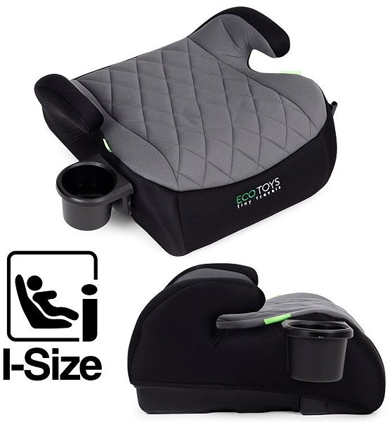 EcoToys RDCF04 i-Size booster seat for children 125-150 cm, cup holder, black/grey.