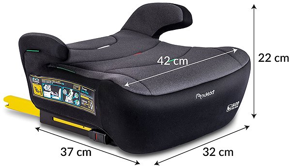 Nukido 710201 Louis ISOFIX booster seat, i-Size 125-150 cm, 22-36 kg, black and grey.